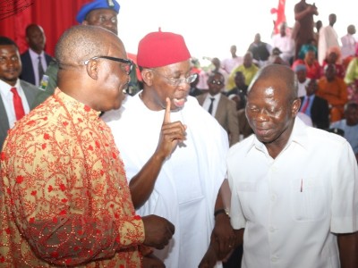 L-r: Uduaghan, Okowa and Oshiomhole