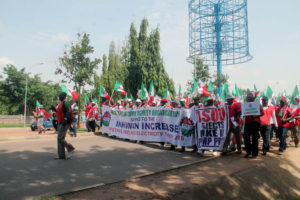 NLC members during a protest march in Abuja