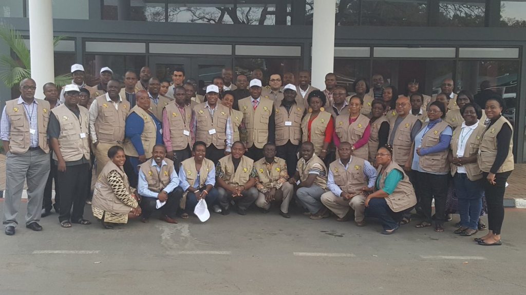 Former Nigerian President in a group photograph with members of the Election Observers team