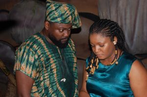 Yemi Blaq and Omotola on the set of ‘Shadow Parties’