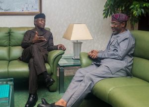 Vice President Yemi Osinbajo, SAN, receives in audience Speaker House of Representatives, Rt Hon. Femi Gbajabiamila at the Presidential Villa, Abuja. 17th June, 2019. Photos: NOVO ISIORO.