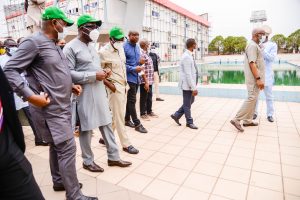 Obaseki, Dare and Shuaib during meeting on the National Sports Festival on Friday