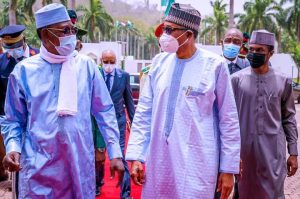 President Buhari and President Idriss Deby Itno of Chad during his visit to Abuja just before his death