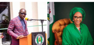 Governor Obaseki, left, and Zainab Ahmed