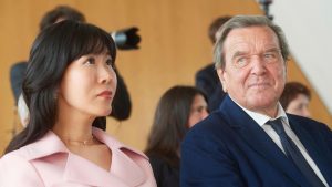 Gerhard Schroeder and wife, Kim So-yeon.