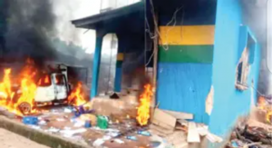 File: Police station on fire