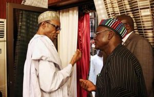 President Buhari, left, and Governor Ortom