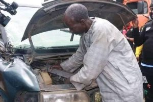 Umaru Mohammed showing how he hide rifles and ammunition being transported to bandits/kidnappers along the highways all across the North and Southwest part of the country