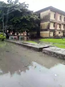 A section of the school taken over by flood