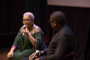 Aduke Gomez and Dr Tolu Ajomale while responding to questions at the book presentation in Lagos