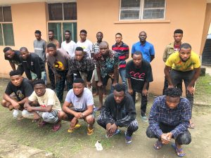 Some of the arrested susoected internet fraudsters