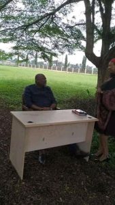 Chairman of Emohua Local Government area in Rivers State, Dr. Chidi Lloyd, resumed duty on his first day of office under trees.
