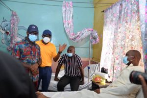 Governor Obaseki during visit to some of the injured players