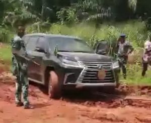 Obaseki's official vehicle trapped in mud