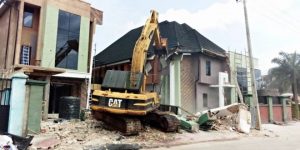 One of the demolished structures