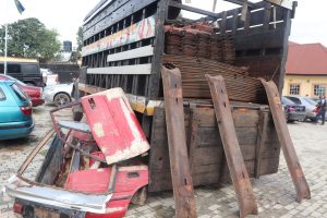 The stolen rail tracks parts recovered from the suspects