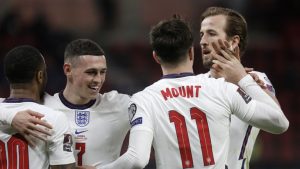 England players celebrate defeat of Germany in EURO 2020