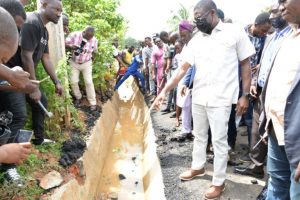 Deputy Governor Philip Shuaibu inspecting the road