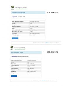 Document showing the alleged double registration by Ogunsina
