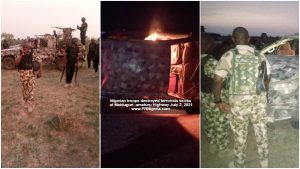 Nigerian troops destroyed terrorists trucks at Maiduguri-Damaturu Highway July 2021