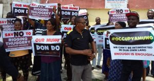 The protesters at Amuwo Odofin LGA