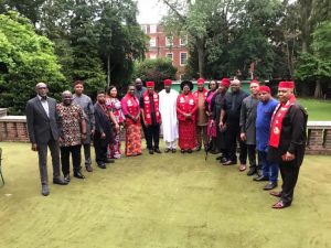 Igbo, Yoruba leaders in the UK in a group photograph with the Nigerian High Commissioner to the UK, Amb. Sarafa Isola after the meeting: They pledged commitment to the unity of Nigeria