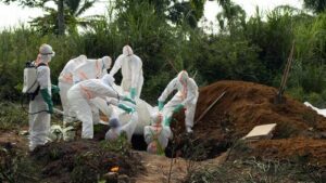 Victim of Bubonic plague being buried in Congo