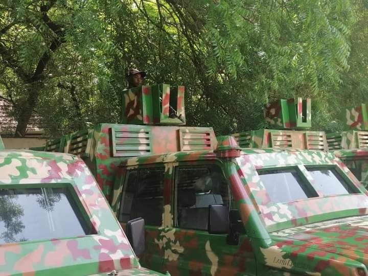 The armoured vehicles produced locally by the fabricating team led by the Dep. Gov. of Kebbi state, who is a retired military officer.