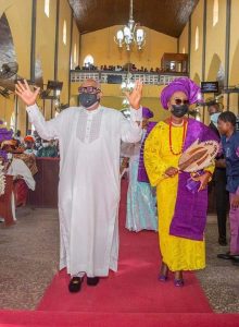 Governor Akeredolu and his wife, Betty during the thanksgiving