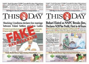 The fake version of THISDAY and the real version