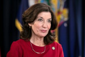 Kathy Hochul: sworn-in as first female governor of New York,