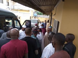 The three governors and former House of Reps Speaker, Dimeji Bankole on arrival at the residence of former Governor Ladoja on Saturday