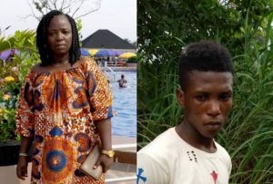 Ms Patience Komone and her alleged 17-year-old killer, Onoriode Simon Akpoavirhi.