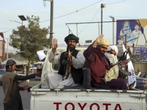 Taliban militants celebrate take over of Kabul