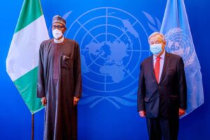 Secretary General of the United Nations, Antonio Guterres,and President Muhammadu Buhari