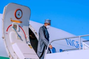 President Muhammadu Buhari arrives JF Kennedy International Airport in New York on Sunday evening for the UN General Assembly.