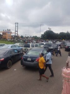 Students on Uniben protesting in Benin on Tuesday