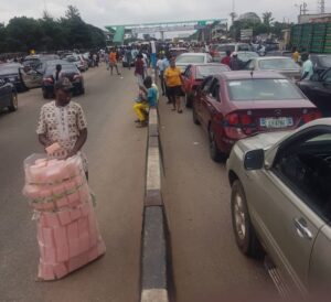 Students on Uniben protesting in Benin on Tuesday