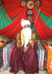The Minister of Information and Culture, Alhaji Lai Mohammed, in a traditional regalia after his turbaning as 'Kakakin Kabi' in Argungu, Kebbi State on Sunday
