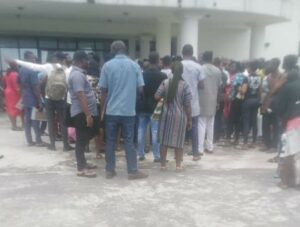 A Cross Section of Npower programme beneficiaries at the Ikwerre local government Council Secretariat, Isiokpo, today Thursday September 23.