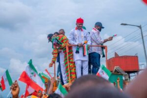 Ozigbo addressing party faithful in Awka upon his return from Abuja.