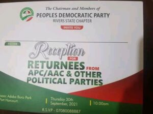 PDP invitation card for the event