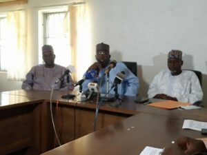 Katsina Education Commissioner, Dr Badamasi Lawal briefing newsman on achievements of the ministry on Tuesday in Katsina,