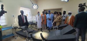 Princess Orelope-Adefulire conducting Governor Abdulrazak and other Kwara government officials round the MCC