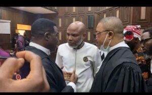 Ozekhome, Kanu and Barrister Ejiofor in court on Tuesday