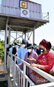 The Senior Special Assistant to the President on SDGs, Princess Adejoke Orelope-Adefulire and the Minister of State, FCT, Dr. Ramatu Tijjani Aliyu during the commissioning of the water project on in Abaji
