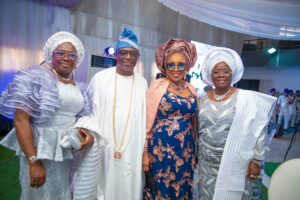 R-L Mrs Yetunde Onanuga, Mrs Toyin Machado-Onanuga, Otunba Biodun Onanuga and a guest at the event