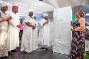 The board members of the Lagos State Teaching Service while presenting some gifts to the celebrant, Mrs Toyin Machado-Onanuga at the event on Monday