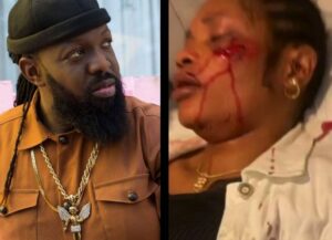 Timaya and Omawumi, the lady he allegedly hit with his car