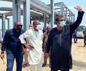 PIC 1: R-L: Executive Director, Strategy Capital Projects and Portfolio Development, Dangote Group, Mr. Devakumar Edwin; Minister of Information and Culture, Alhaji Lai Mohammed, and the Special Assistant to the President, Office of the Minister of Information and Culture, Mr. Segun Adeyemi, while inspecting the facilities of the Dangote Refinery in Ibeju-Lekki, Lagos, on Sunday.